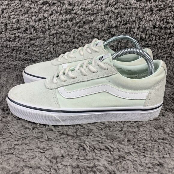 VANS Ward Suede Canvas Sneakers Women's 8.5 Mint Green White Skate Shoes Retro - Picture 1 of 8